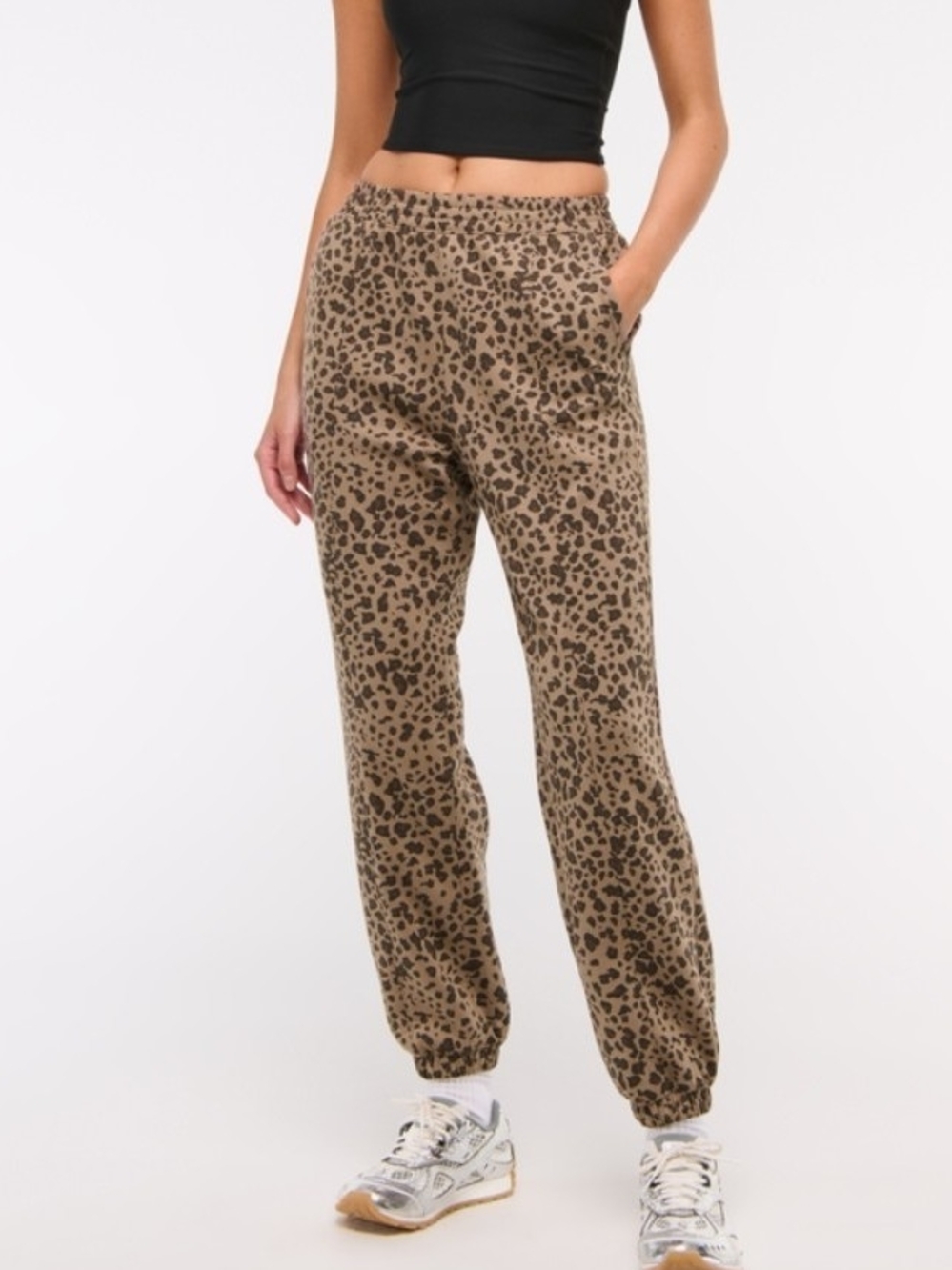 Nwt Abercrombie & Fitch Ypb Neoknit Leopard Print Jogger Pants In Tan/Black - S